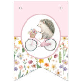 Drapeau de Baby shower de hérisson rose joli flora (Premier drapeau)