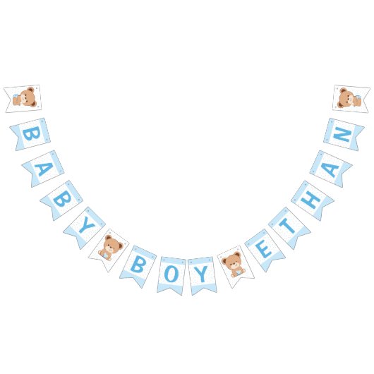 Drapeau de Baby shower d'ours Brown (bleu) (Tout)