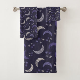 Drapeau de bain coucher ciel étoile de lune desig