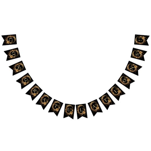 Drapeau de banderole de cadre orné de fleurs dorée (Tout)