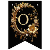 Drapeau de banderole de cadre orné de fleurs dorée (Deuxième drapeau)