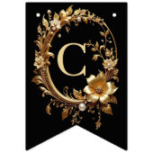 Drapeau de banderole de cadre orné de fleurs dorée (Premier drapeau)