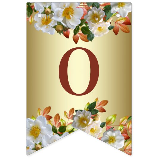 Drapeau de banderole floral Roses blanches Or (Deuxième drapeau)