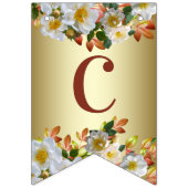 Drapeau de banderole floral Roses blanches Or (Premier drapeau)