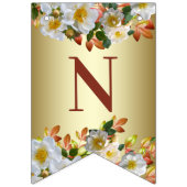 Drapeau de banderole floral Roses blanches Or (Troisième drapeau)