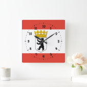 Drapeau de Berlin Carré Mur Horloge (Maison)