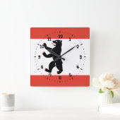 Drapeau de Berlin Carré Mur Horloge (Maison)