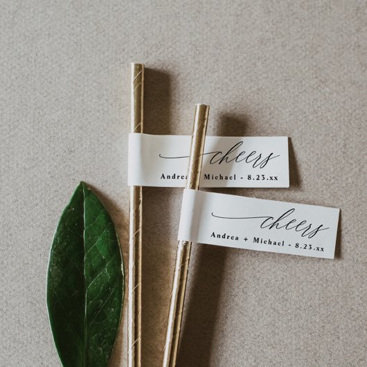 Drapeau de boisson à étiquette de paille Mariage m