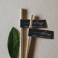 Drapeau de boisson à étiquette de paille Mariage r