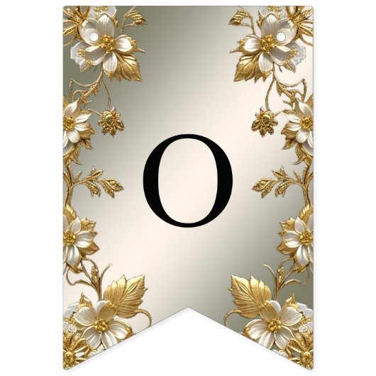 Drapeau de Bunage Ornate Floral Blanc (Deuxième drapeau)