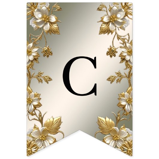 Drapeau de Bunage Ornate Floral Blanc (Premier drapeau)