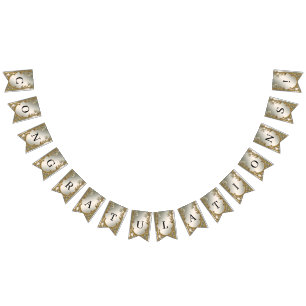 Drapeau de Bunal Floral Blanc Orné Or