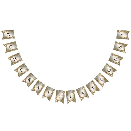 Drapeau de Bunal Floral Blanc Orné Or (Tout)