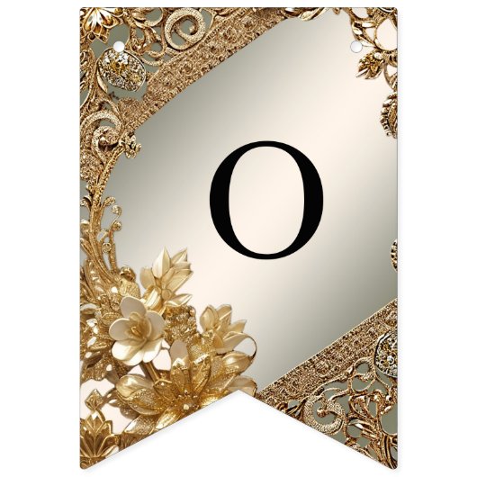 Drapeau de Bunal Floral Orné Or Moderne (Deuxième drapeau)