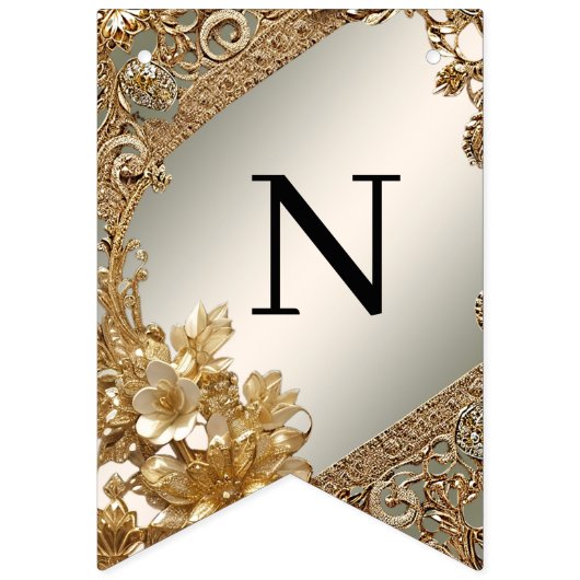 Drapeau de Bunal Floral Orné Or Moderne (Troisième drapeau)