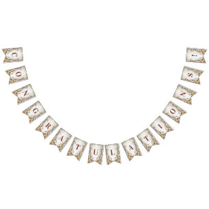 Drapeau de Bunling Floral Or Blanc