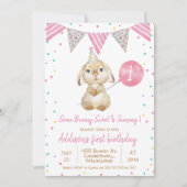 Drapeau de Bunny Bunny 1er anniversaire Invitation (Devant)