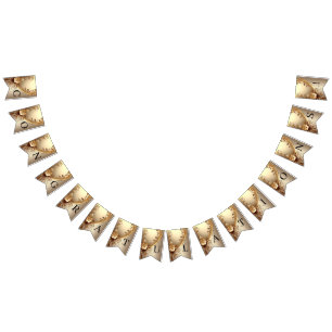 Drapeau de bunting floral orné doré