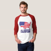 Drapeau de carte américain T-shirt Tous les Champi (Devant entier)