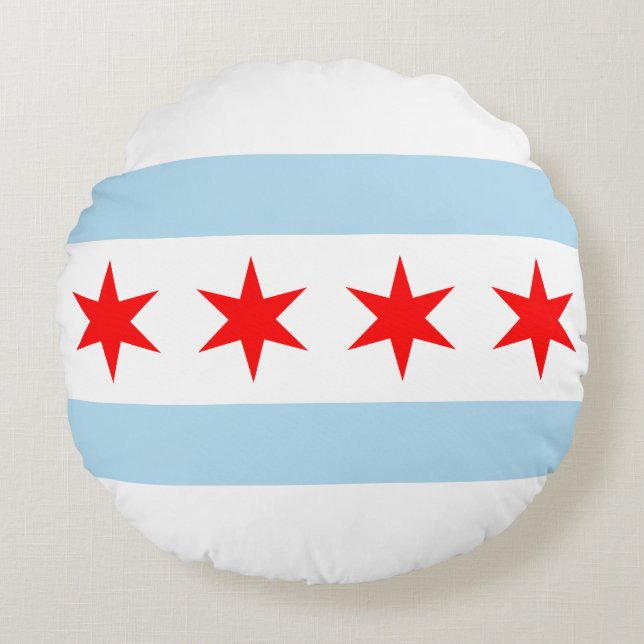 Drapeau de Chicago, Illinois Coussin rond (Devant)