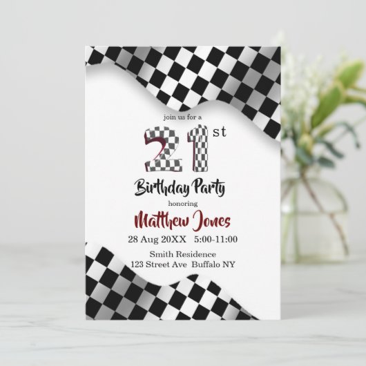 Drapeau de course 21e. Invitations d'anniversaire (Debout devant)