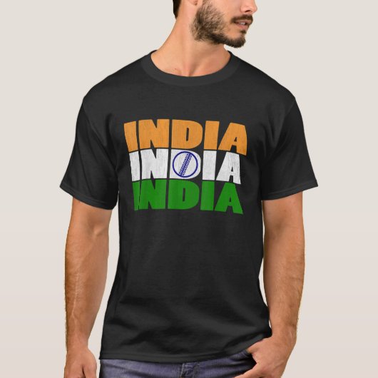Drapeau de cricket indien avec T-shirt indien cric (Devant)