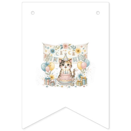 Drapeau de fanion de premier anniversaire de chat (Premier drapeau)