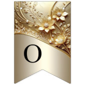 Drapeau de fanions moderne orné de fleurs dorées e (Deuxième drapeau)