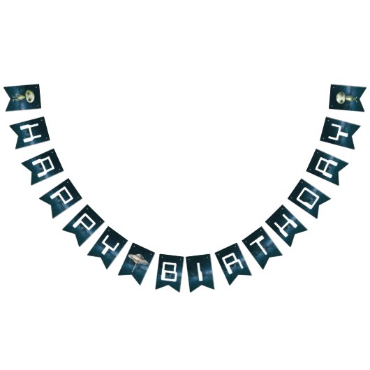 Drapeau de fête d'anniversaire Alien Outer Space (Tout)