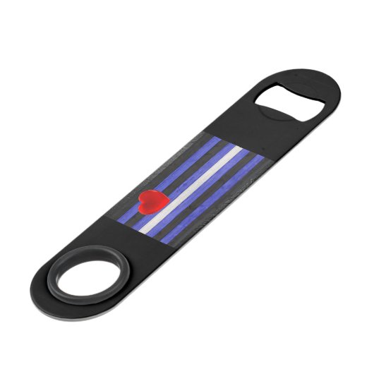 Drapeau de fierté en cuir SlipperyJoe's noir bleu (Devant angulaire)