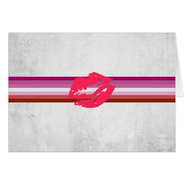Drapeau de fierté lesbienne au rouge à lèvres (Devant horizontal)