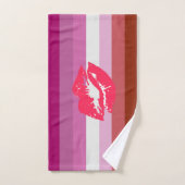 Drapeau de fierté lesbienne au rouge à lèvres (Serviette à main)