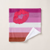 Drapeau de fierté lesbienne au rouge à lèvres Slip (Gant de toilette)