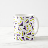 Drapeau de fierté non binaire Coeurs de café Mug (Devant droit)