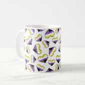Drapeau de fierté non binaire Coeurs de café Mug (Devant gauche)