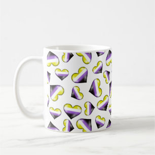Drapeau de fierté non binaire Coeurs de café Mug