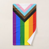 Drapeau de fierté Progress Pride de SlipperyJoe si (Serviette à main)