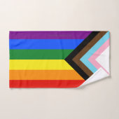 Drapeau de fierté Progress Pride de SlipperyJoe si (Serviette à main)