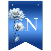 Drapeau de guirlande de fleurs d'aquarelle bleue (Troisième drapeau)