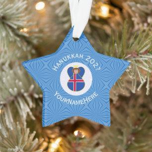 Drapeau de Hanukkah d'ange islandais personnalisé