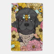 Newfy, Bumble Bees, & Flowers