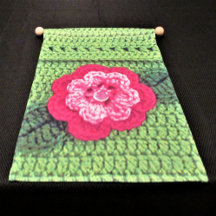 Pink Hues Flower Green Leaf Artisan Crochet Imprim
