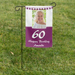 Drapeau De Jardin Purple Bunting Star Photo 60th Birthday Party<br><div class="desc">Parties scintillant violet Bunting Star Photo 60th Birthday Party Garden Flag. Changez le nom et la photo sur le drapeau.</div>