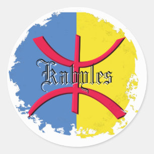 Drapeau de Kabylia affligé autour des autocollant