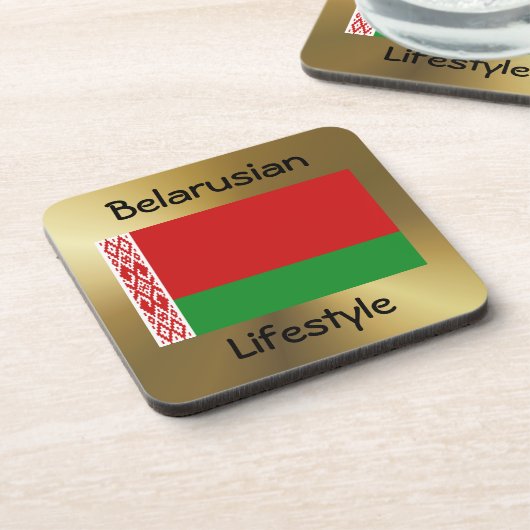 Drapeau de la Biélorussie + Dessous de verre texte (Côté gauche)
