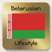 Drapeau de la Biélorussie + Dessous de verre texte (Devant)