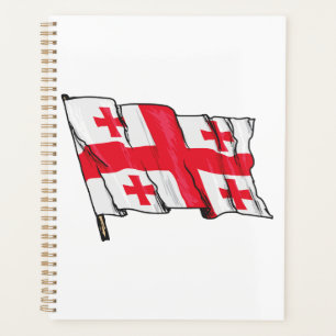 Drapeau de la Géorgie rouge et blanc à cinq croix
