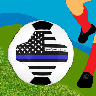 Drapeau de la Ligne Bleue Mince et Football USA