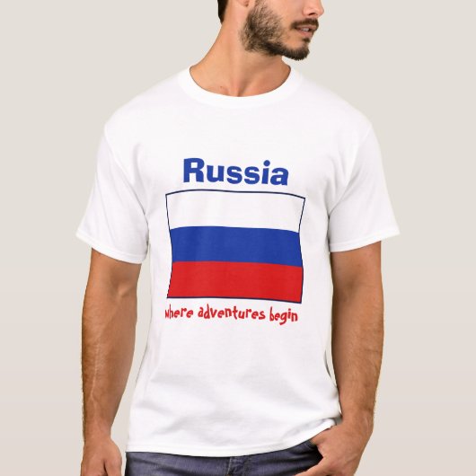 Drapeau de la Russie + Carte + T-shirt des textes (Devant)