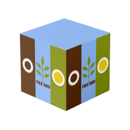 Drapeau de la ville de Fresno, Californie Cube (Angle devant)